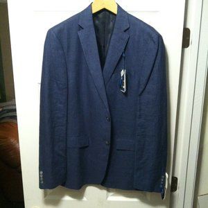 RYAN SEACREST MENS NEW BLUE 100%LINEN SPORT COAT JACKET BLAZER SIZE: 42 L